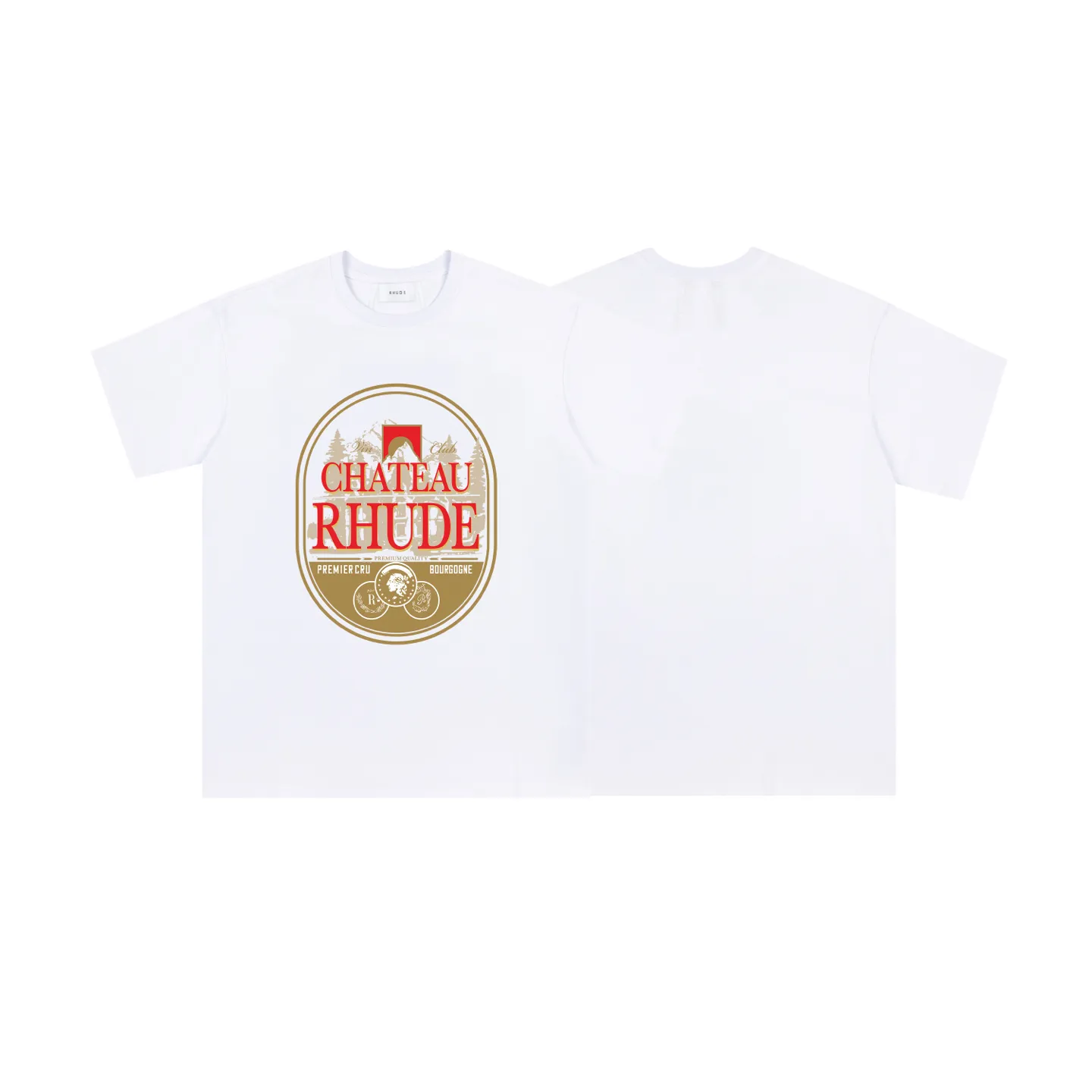 646#P114 American fashion brand RHUDE Manor Forest niche high street loose men's and women's casual short-sleeved T-shirt Color: black white apricot Fabric: 26 pieces 280g fashion brand double yarn