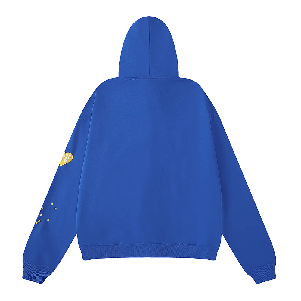 Sweatshirt number 8206, batch 220, Young Thug Bieber's same style Sp10der 555555 foam printing high quality pure cotton terry hoodie sweatshirt for men and women Color: blue; Size: S M L XL