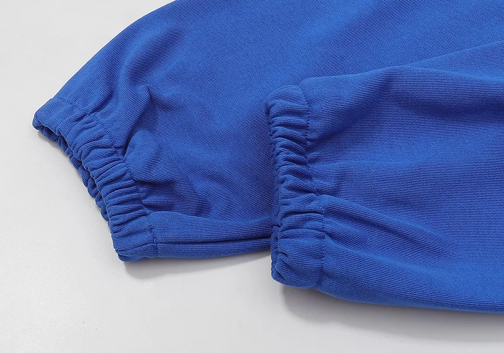 No. 8306 trousers, batch 220, Young Thug Bieber same style Sp10der 555555 foam printing high quality pure cotton terry hoodie sweatshirt for men and women Color: blue; Size: S M L XL