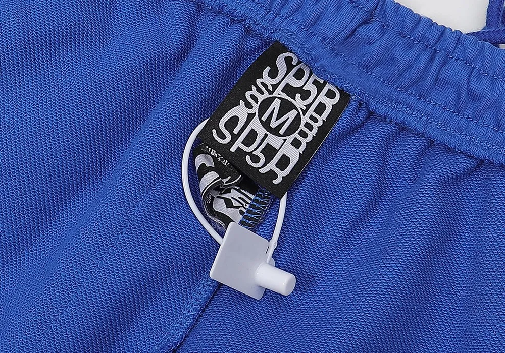No. 8306 trousers, batch 220, Young Thug Bieber same style Sp10der 555555 foam printing high quality pure cotton terry hoodie sweatshirt for men and women Color: blue; Size: S M L XL