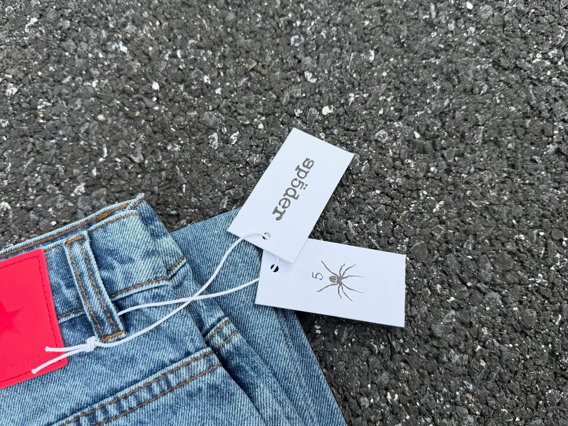 -Size details P250 (original outdoor picture direct) top version Sp10der street fashion brand foam printed big star washed and distressed casual jeans for men and women, size: 28 30 32 34 36