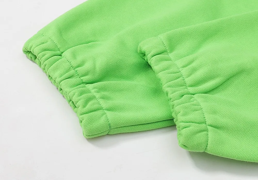No. 8308, batch 220, the same style as American fashion stars Sp10der 555555 hot diamond foam printing high quality pure cotton casual sweatpants casual pants Color: grass green, sky blue; Size: S M L XL
