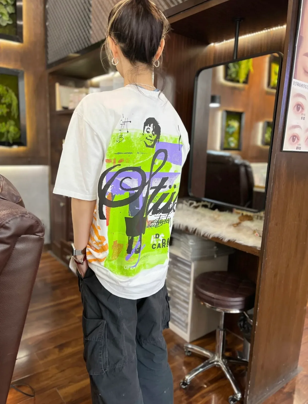 STUSSY X DAVID SS24 joint model CARSON DINO TEE dinosaur digital print short-sleeved Tee black and white S-XL