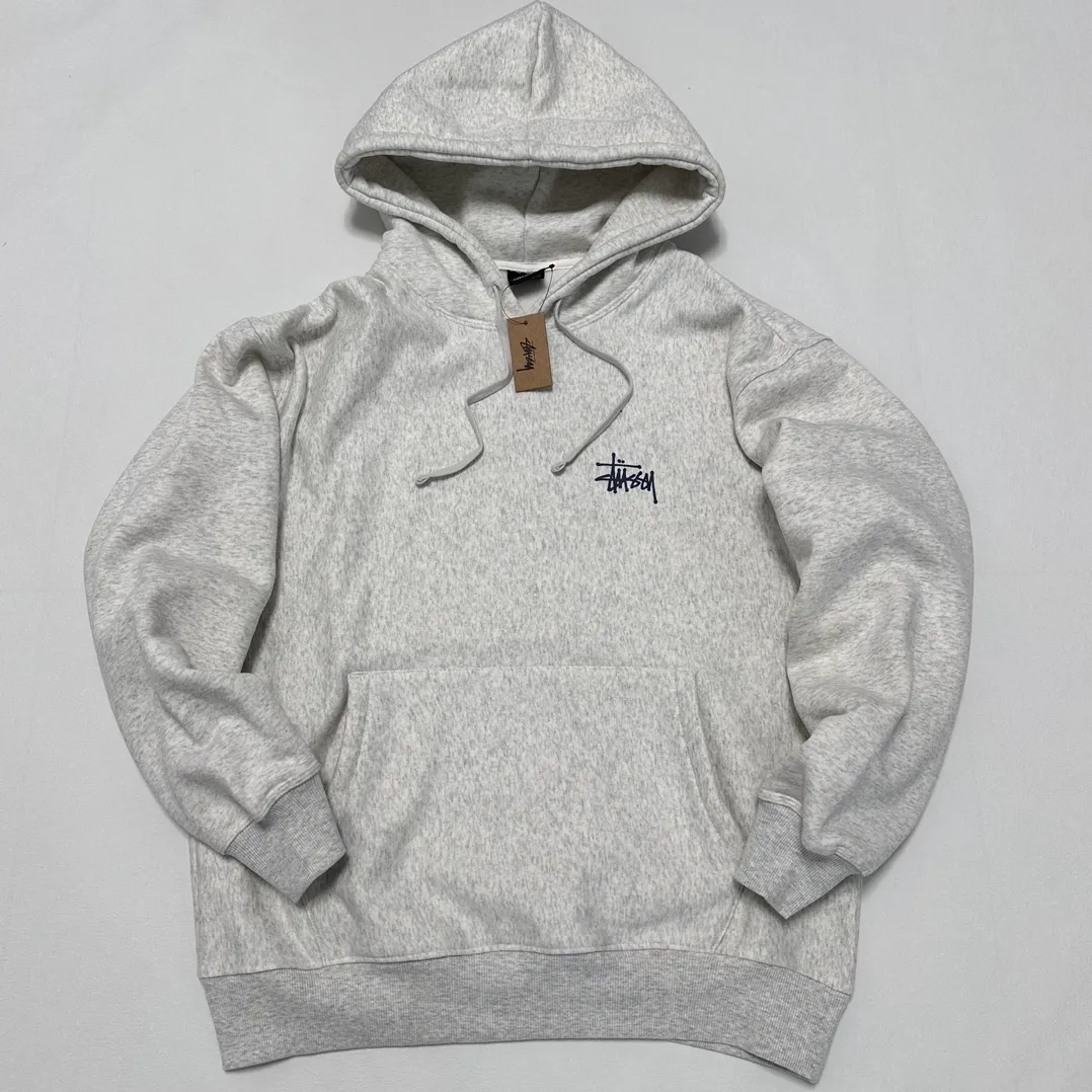 Graffiti word sweatshirt Stussy FW24 BUILT IN USA HOODIE English logo on the back plus velvet hooded sweatshirt/hoodie black gray blue S-XL
