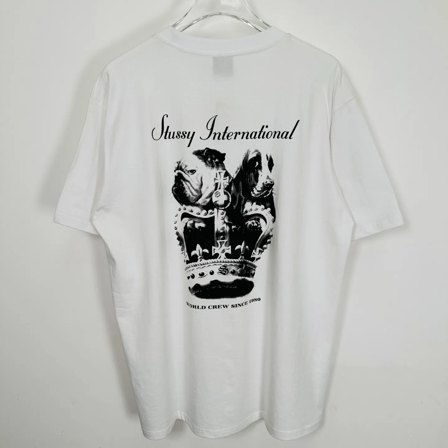 Crown Dog T-shirt STUSSY SS25 DOG CROWN TEE Black and White S- XL