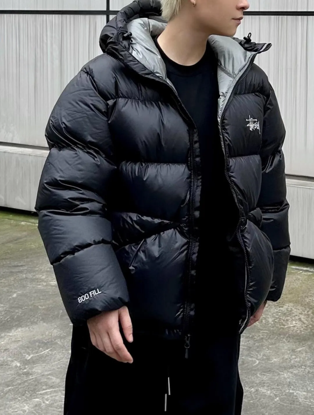Stussy/Stussy 22Fw classic letter hooded down jacket, black, gray, black and pink, S-XL, filled with national standard 90 velvet/average 450g of velvet. It has a Michelin effect when you put it on. 800 puffs, fluffy and warm, full and light.