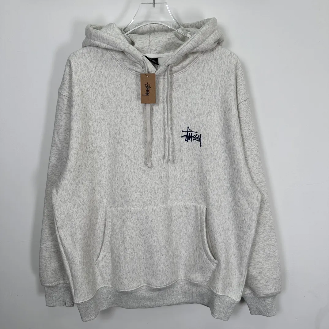 Graffiti word sweatshirt Stussy FW24 BUILT IN USA HOODIE English logo on the back plus velvet hooded sweatshirt/hoodie black gray blue S-XL