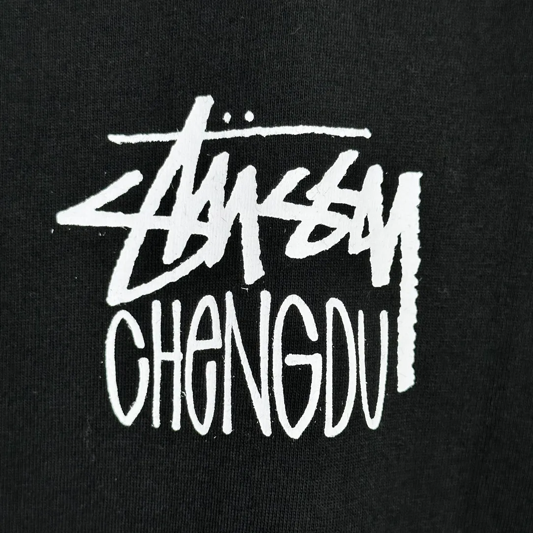 Lion T-shirt STUSSY 24FW CHENGDU CHAPTER TEE Chengdu limited short-sleeved Tee black and white S-XL
