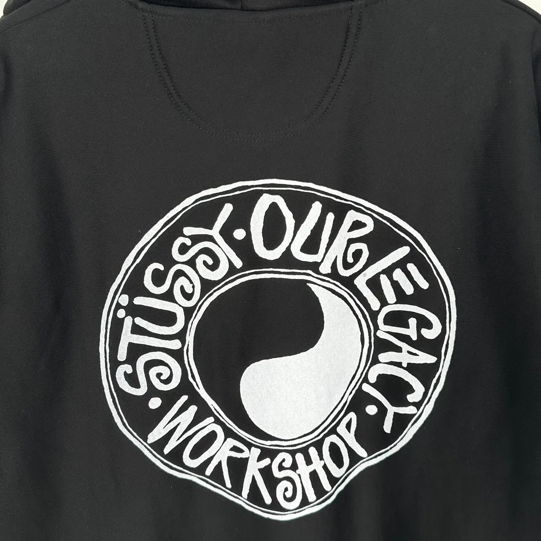 Tai Chi hoodie Stussy x OUR LEGACY joint model FW24 WORK SHOP BUANA HOODIE PIGMENT DYED yin and yang pattern logo sweatshirt black and white S- XL