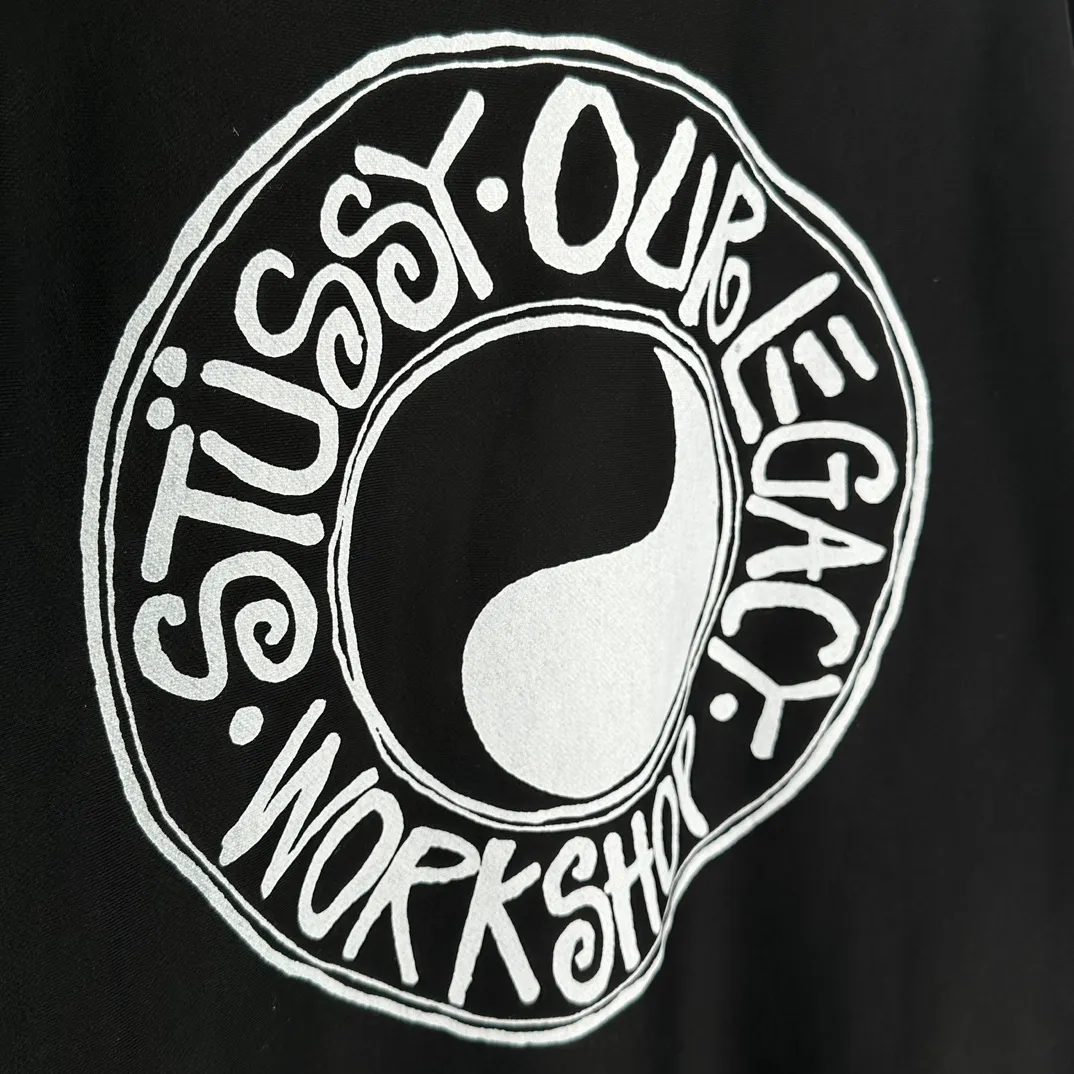 Tai Chi hoodie Stussy x OUR LEGACY joint model FW24 WORK SHOP BUANA HOODIE PIGMENT DYED yin and yang pattern logo sweatshirt black and white S- XL