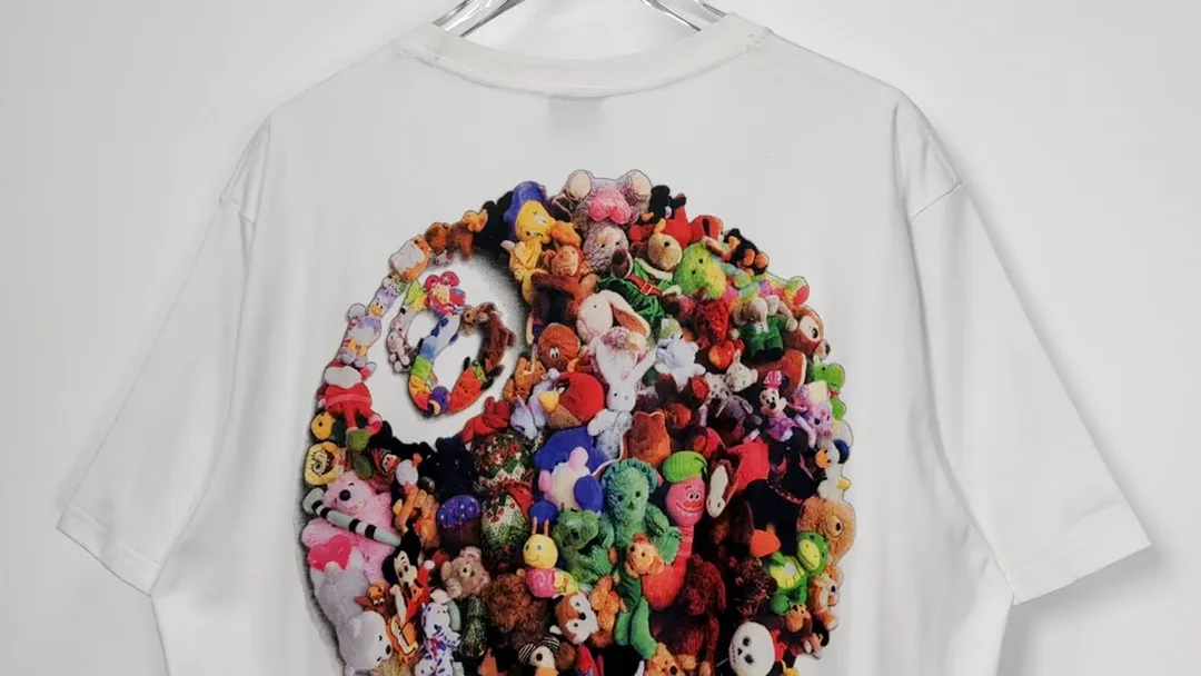 Stussy 23SS PLUSH TEE Doll logo No. 8 ball printed short-sleeved Tee black and white M L XL