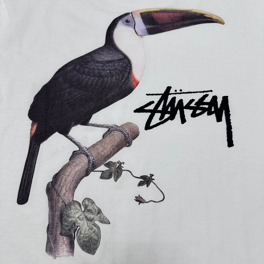 STUSSY SS24 Animal Series TOUCAN TEE Toucan T-shirt Black and White S-XL