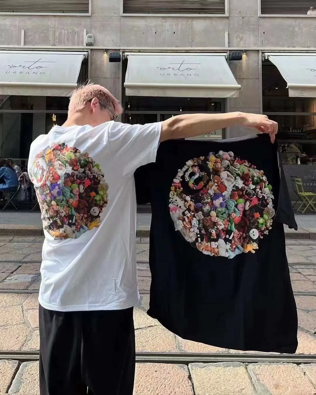 Stussy 23SS PLUSH TEE Doll logo No. 8 ball printed short-sleeved Tee black and white M L XL