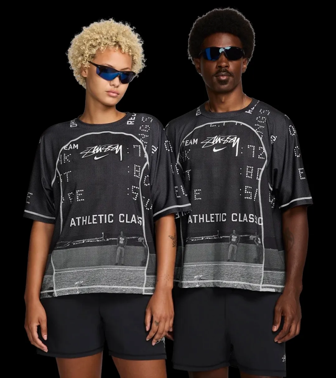 Replacement order and return of goods! Nike x Stüssy joint model printed quick-drying short-sleeved T-shirt for men and women, black S-XL