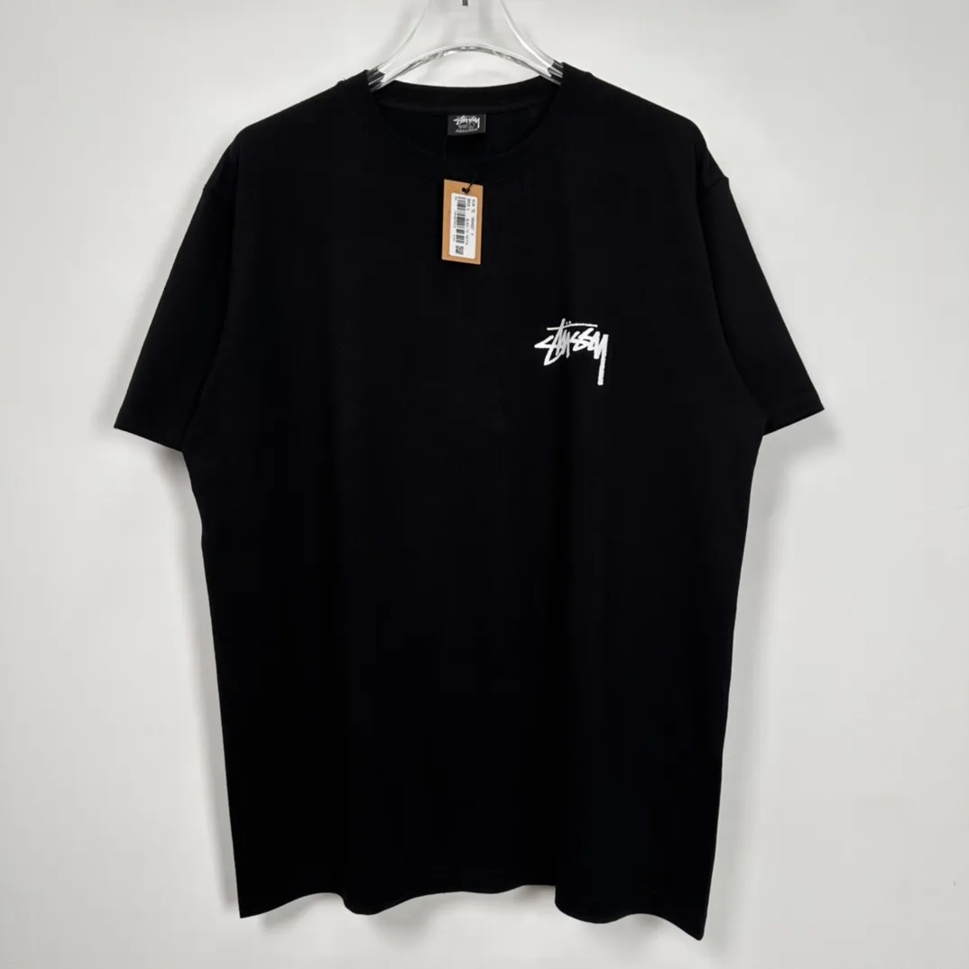 STUSSY 23SS PLUSH TEE doll logo No. 8 ball short-sleeved Tee black and white S-XL