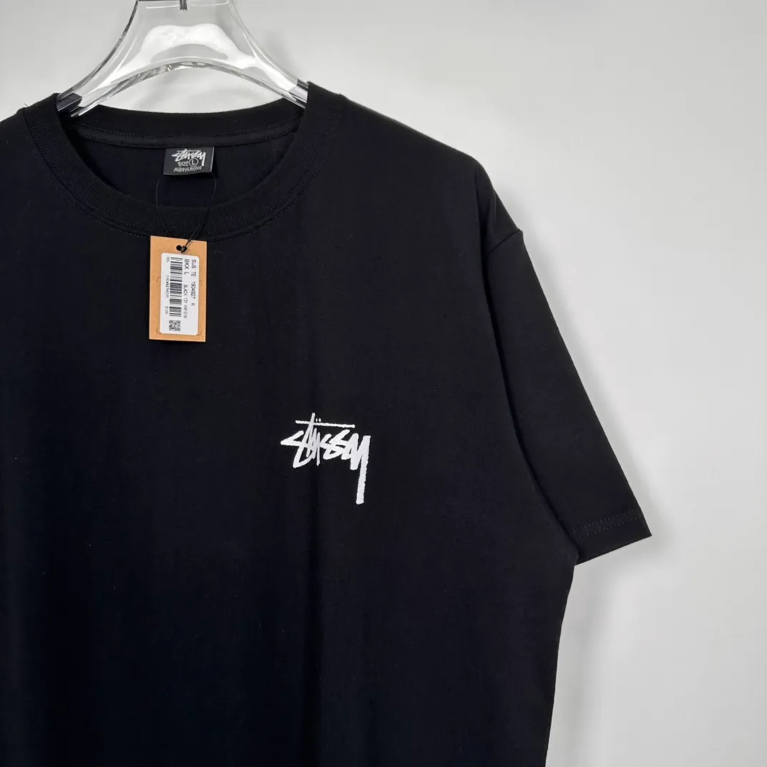 STUSSY 23SS PLUSH TEE doll logo No. 8 ball short-sleeved Tee black and white S-XL
