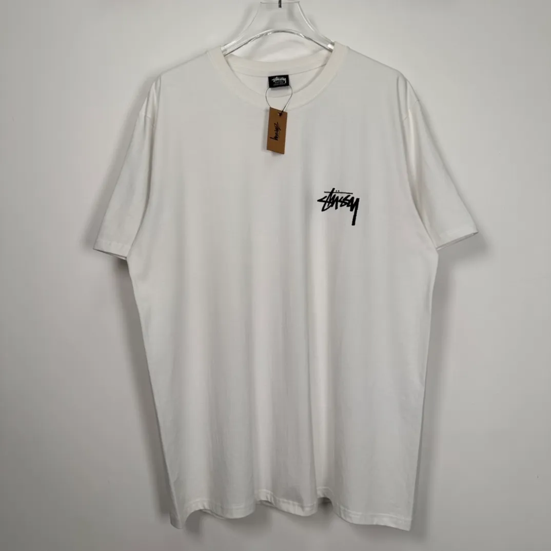 STUSSY 23SS PLUSH TEE doll logo No. 8 ball short-sleeved Tee black and white S-XL