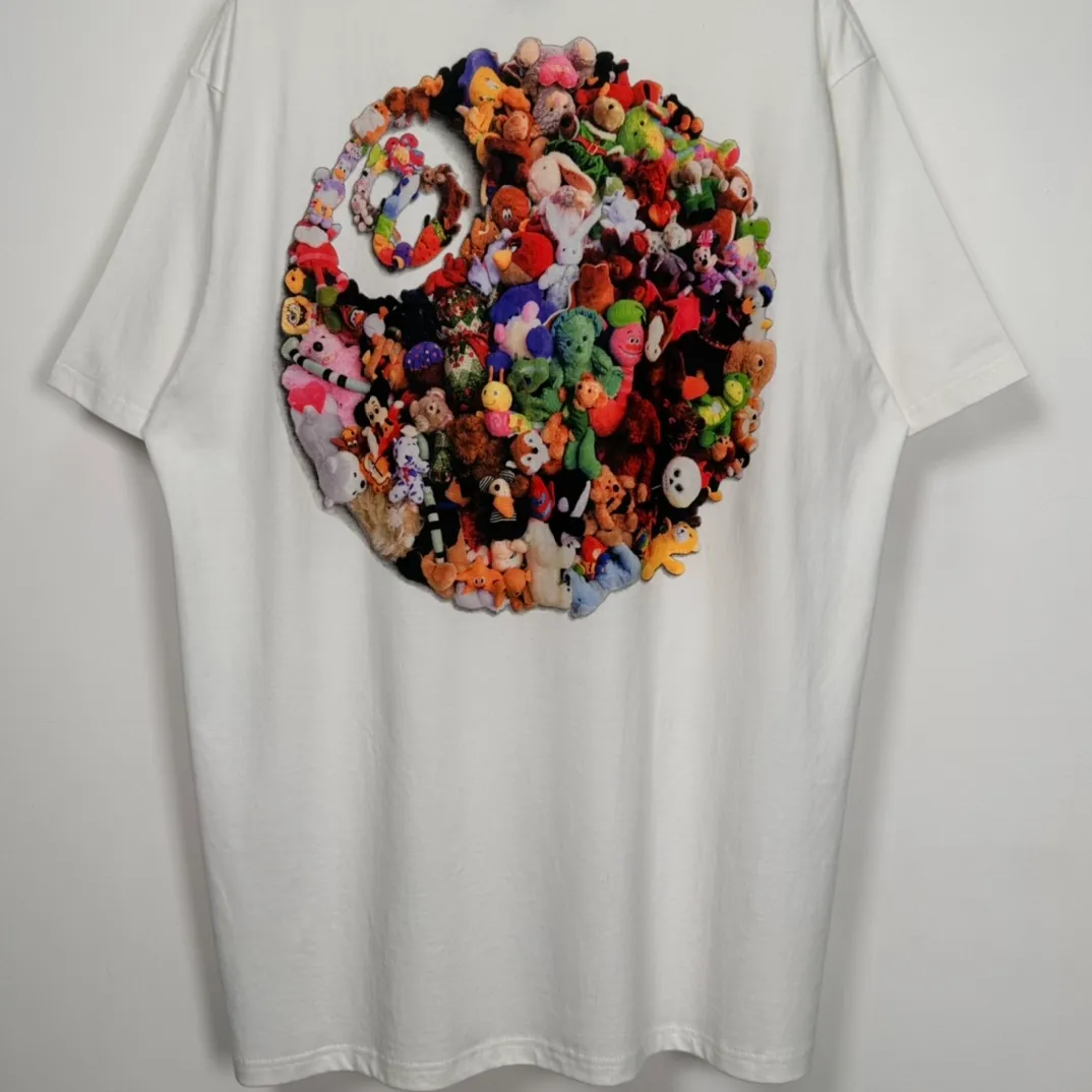 STUSSY 23SS PLUSH TEE doll logo No. 8 ball short-sleeved Tee black and white S-XL