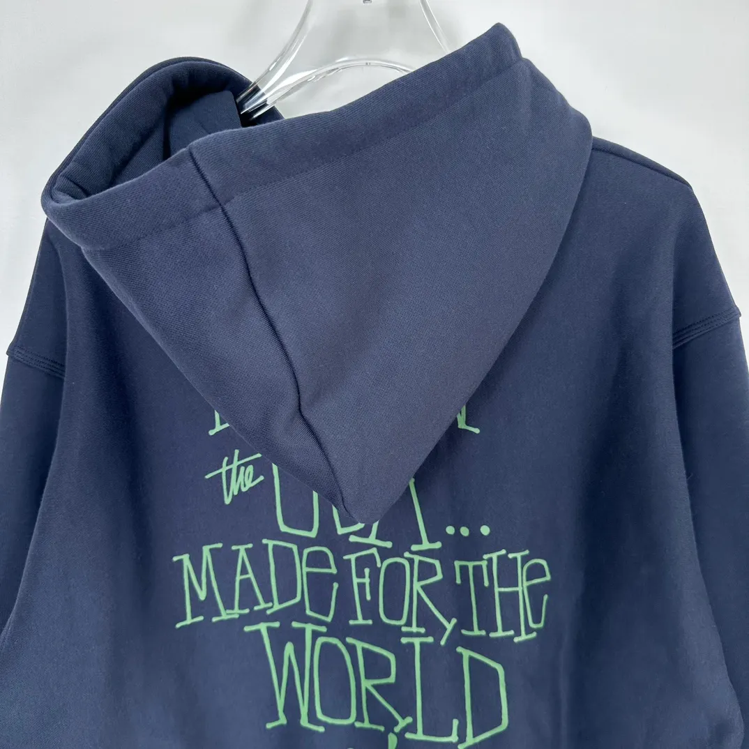 Graffiti word sweatshirt Stussy FW24 BUILT IN USA HOODIE English logo on the back plus velvet hooded sweatshirt/hoodie black gray blue S-XL