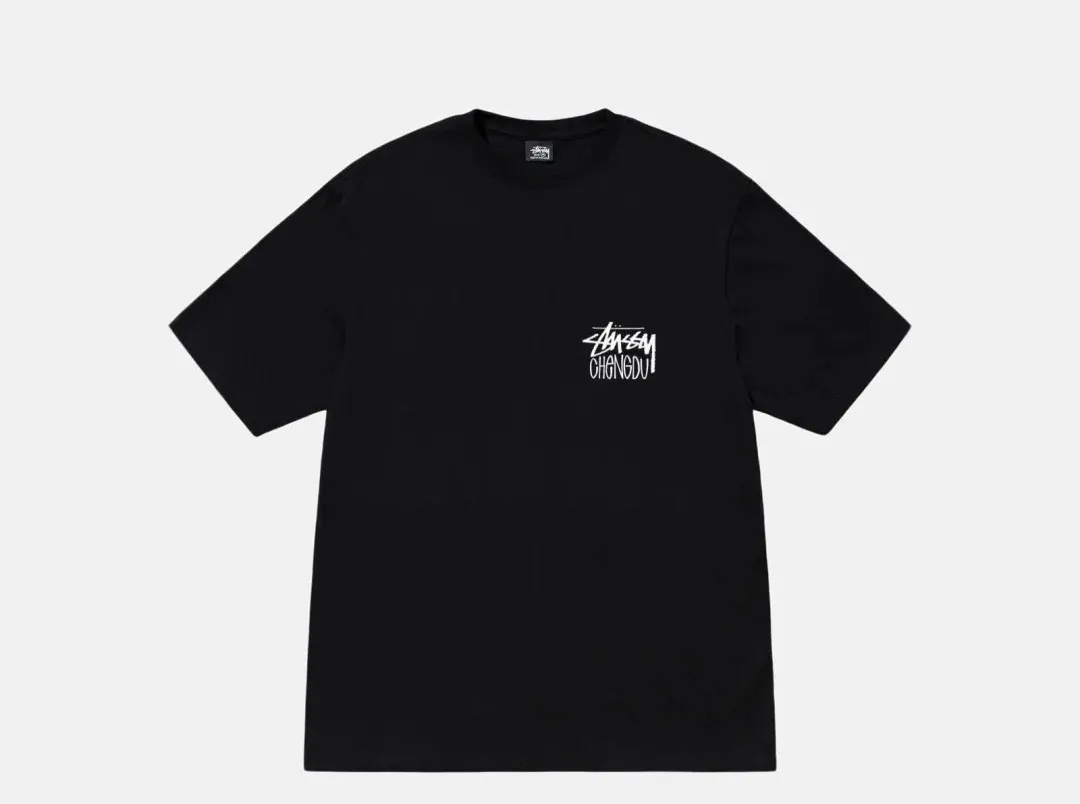 Lion T-shirt STUSSY 24FW CHENGDU CHAPTER TEE Chengdu limited short-sleeved Tee black and white S-XL