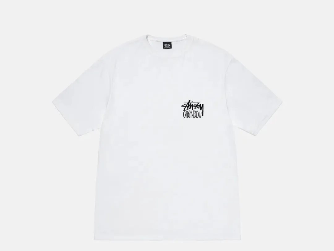 Lion T-shirt STUSSY 24FW CHENGDU CHAPTER TEE Chengdu limited short-sleeved Tee black and white S-XL