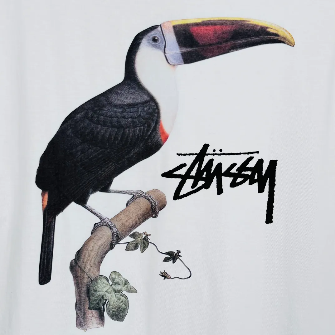 STUSSY SS24 Animal Series TOUCAN TEE Toucan T-shirt Black and White S-XL