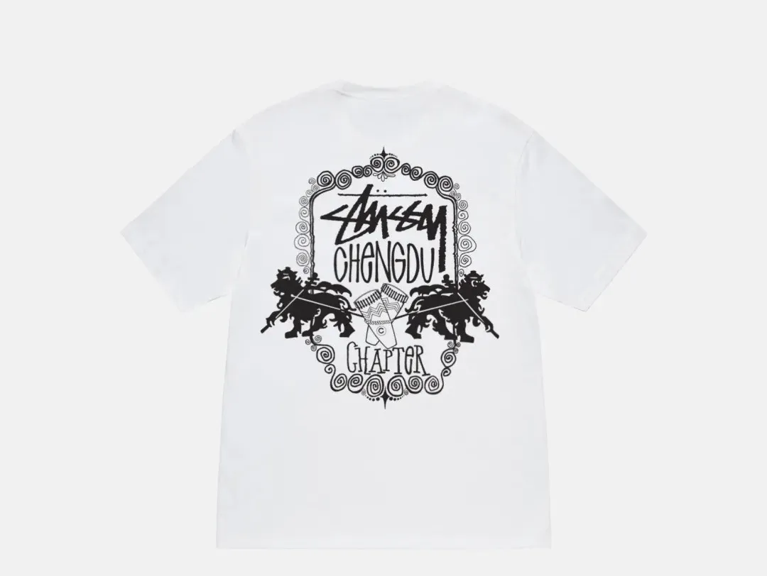 Spot goods! Lion T-shirt STUSSY 24FW CHENGDU CHAPTER TEE Chengdu limited short-sleeved Tee black and white S-XL