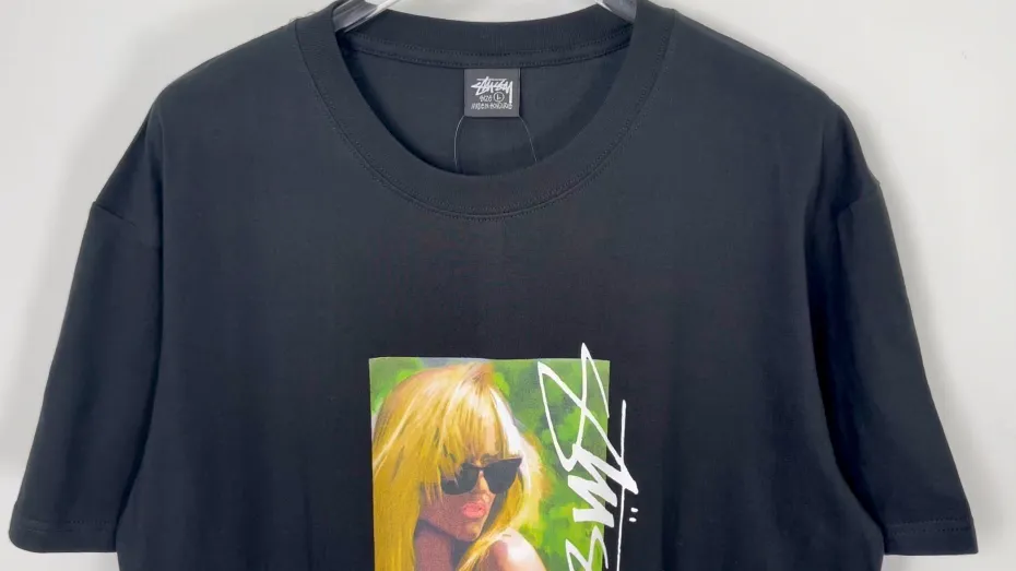Blonde beauty T-shirt STUSSY SS25 LAURA TEE character print short-sleeved TEE black and white S- XL