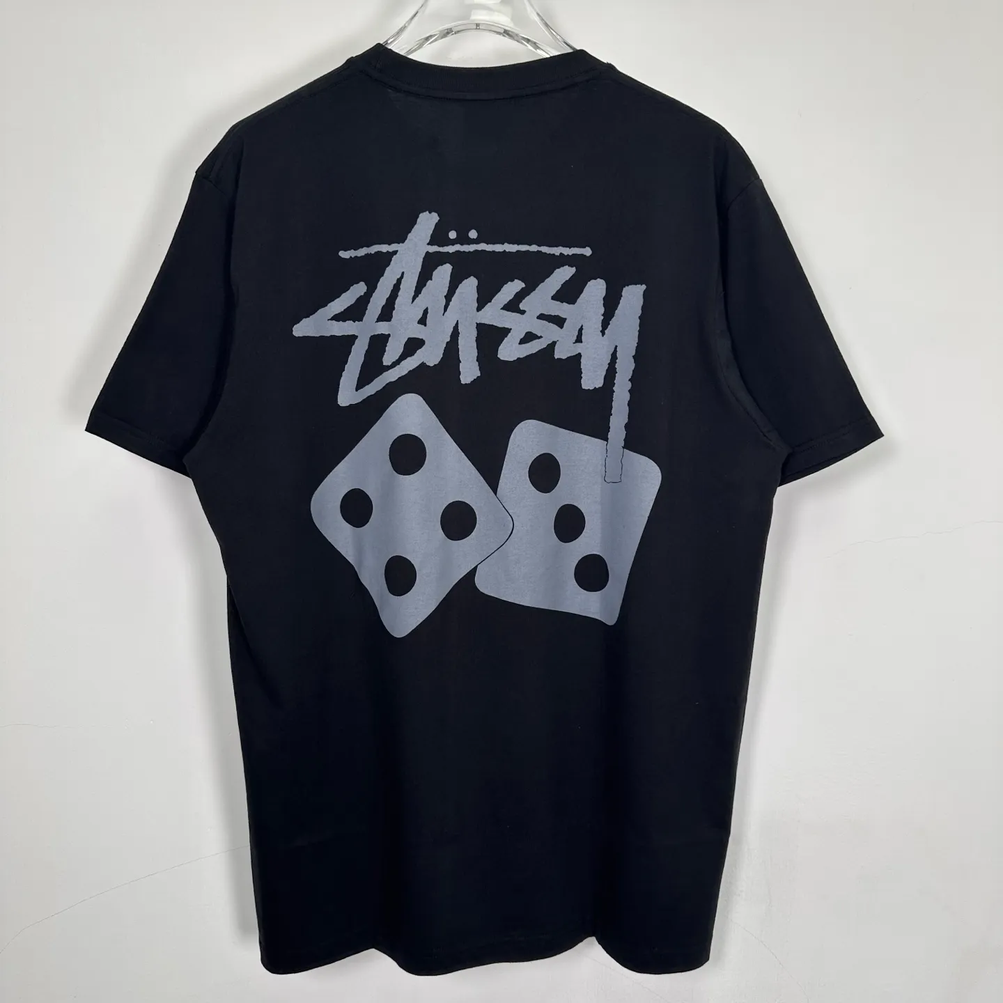 STUSSY SS25 DICE TEE PIGMENT DYED dice letter pattern printed short-sleeved T-shirt black off-white S-XL