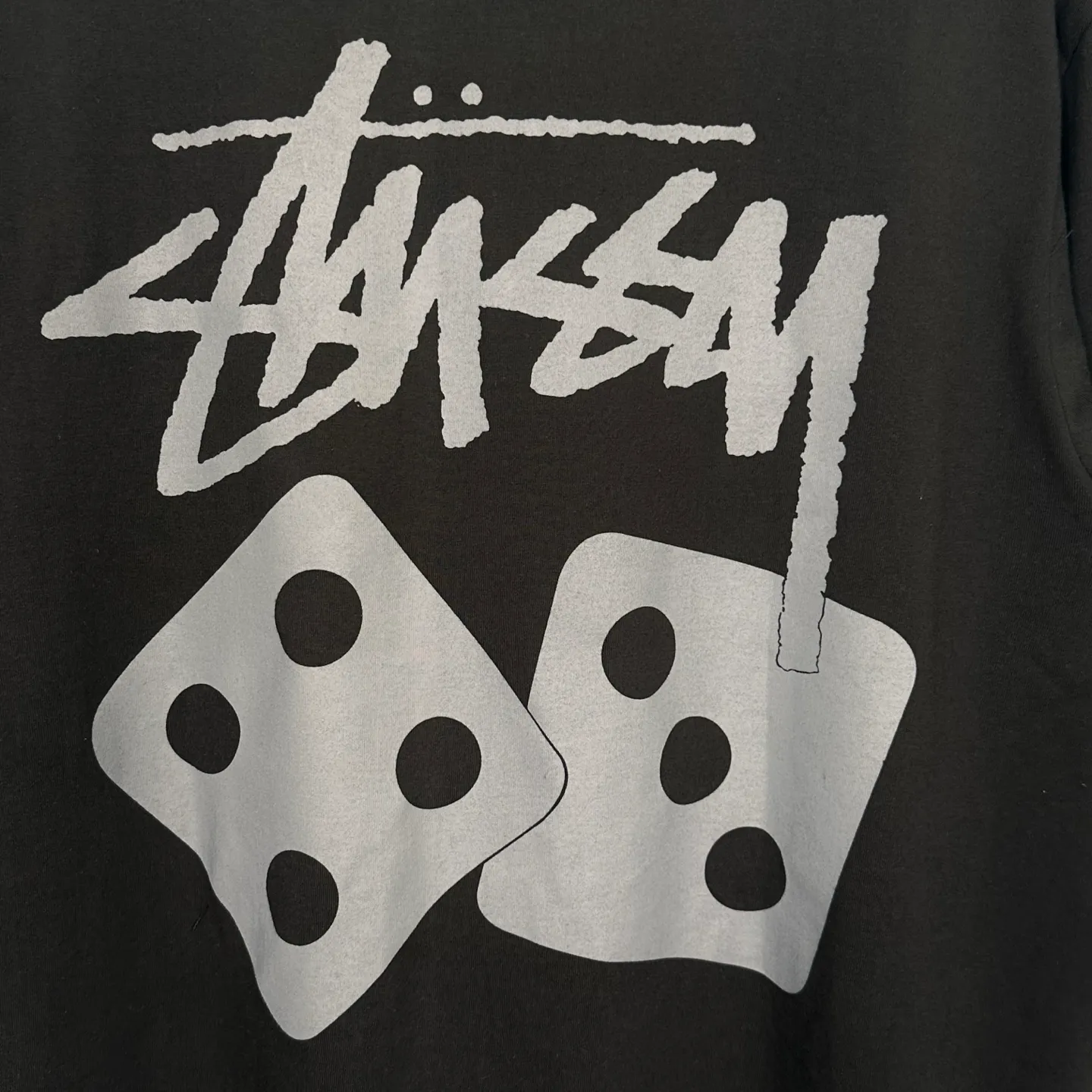 STUSSY SS25 DICE TEE PIGMENT DYED dice letter pattern printed short-sleeved T-shirt black off-white S-XL
