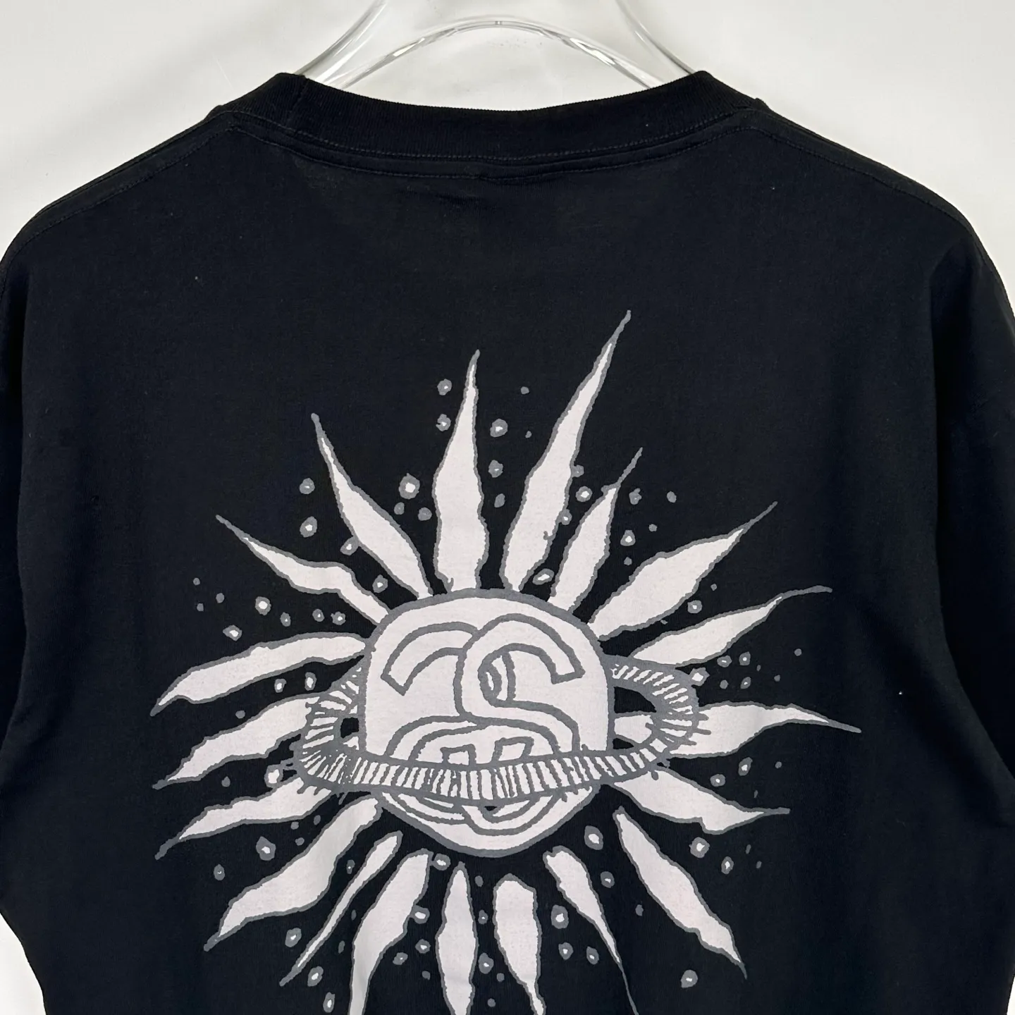 Sun T-shirt STUSSY SS25 LOOK BEYOND TEE PIGMENT DYED Double S sun short-sleeved TEE black and white S- XL