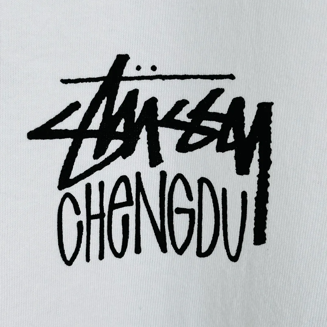 Lion T-shirt STUSSY 24FW CHENGDU CHAPTER TEE Chengdu limited short-sleeved Tee black and white S-XL