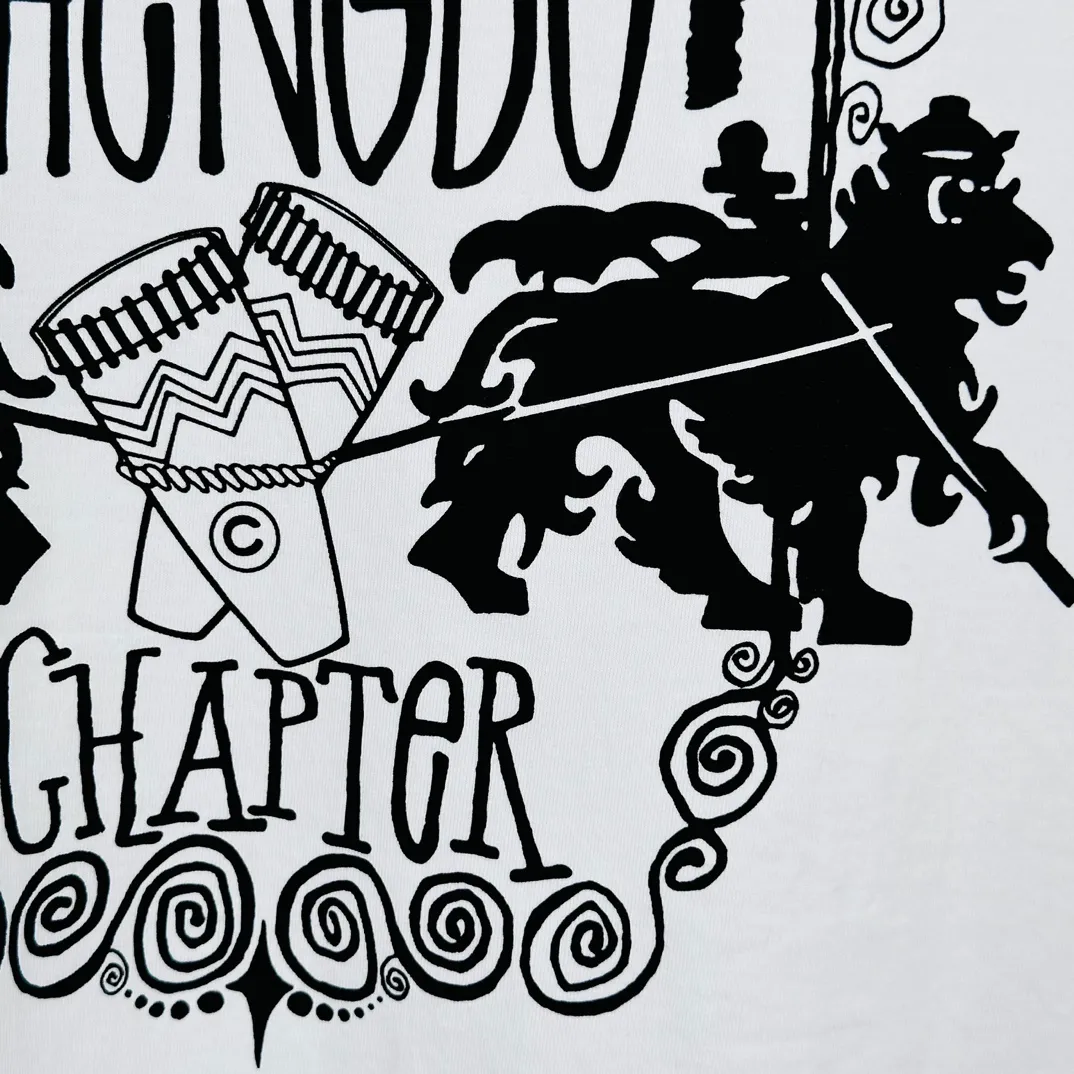 Lion T-shirt STUSSY 24FW CHENGDU CHAPTER TEE Chengdu limited short-sleeved Tee black and white S-XL