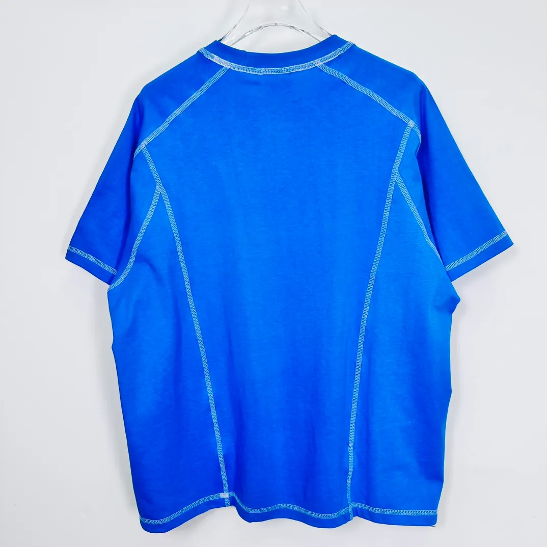 STUSSY SS24 WAVE COTTON CREW TEE Top-stitched Micro Label T-shirt Black Blue Mustard Yellow S-XL Original Same 240g Weight