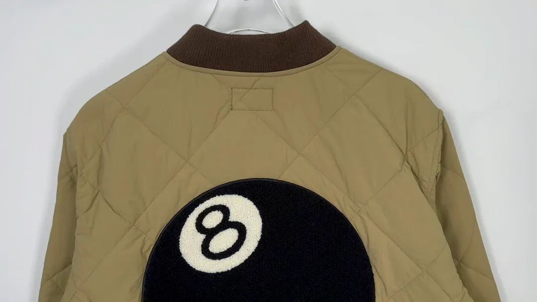 STUSSY 23FW 🎱 BALL QUILTED LINER JACKET Black 8 billiard zipper cotton coat/jacket Size: Black S M Khaki M L XL
