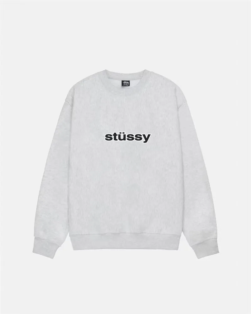 STUSSY 23FW SS-LINK CREW Double S-shaped chain printed pattern round neck sweatshirt, same style for men and women, black light gray S-XL