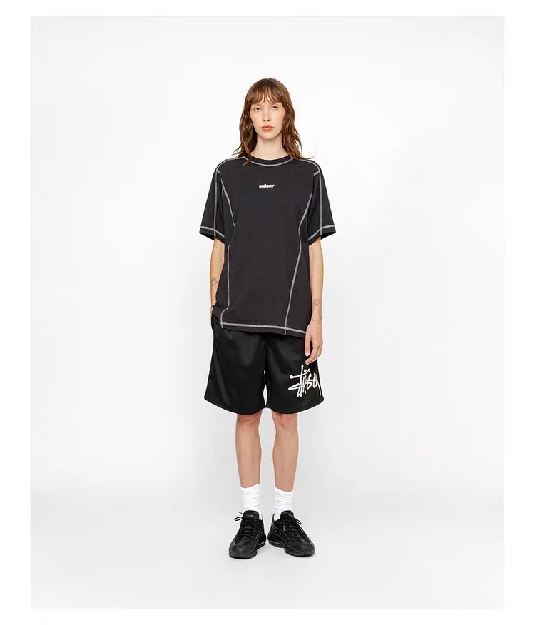 STUSSY SS24 WAVE COTTON CREW TEE Top-stitched Micro Label T-shirt Black Blue Mustard Yellow S-XL Original Same 240g Weight