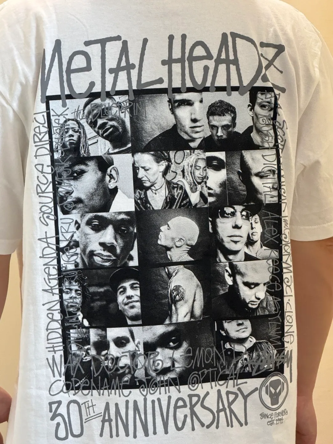 STUSSY x GOLDIE METALHEADZ SS24 joint model TEE 3M reflective black band character T-shirt white S-XL