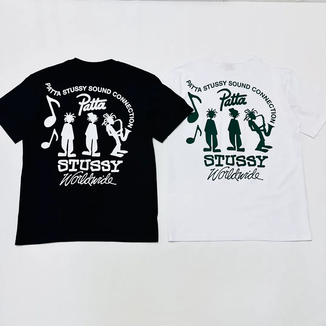 STUSSY X PATTA joint model SS24 TEE musician T-shirt black and white S-XL