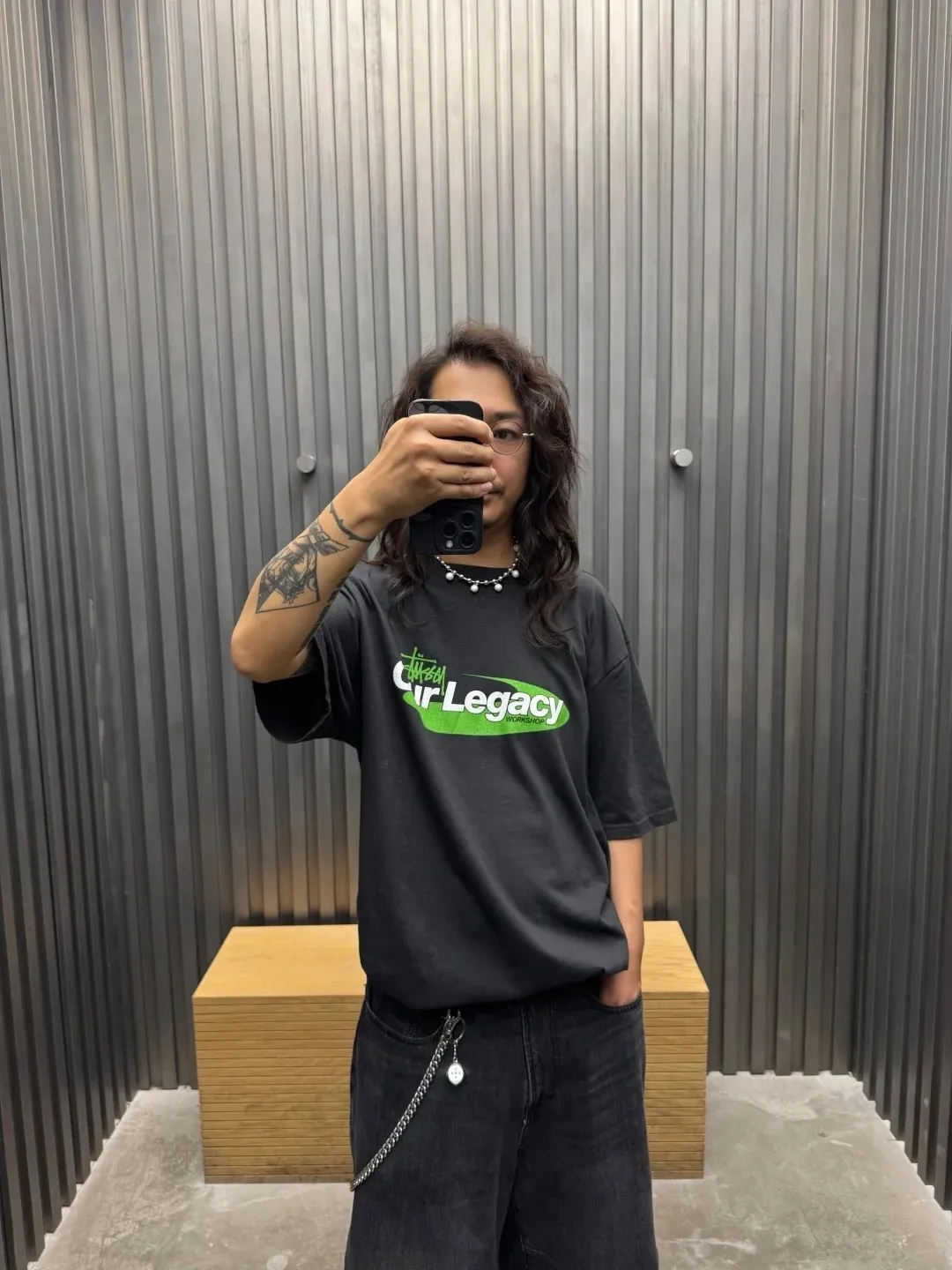 OL joint T-shirt STUSSY x OUR LEGACY joint model SS25 WORK SHOP SWIRL TEE PIGMENT DYED printed short-sleeved TEE off-white black S- XL