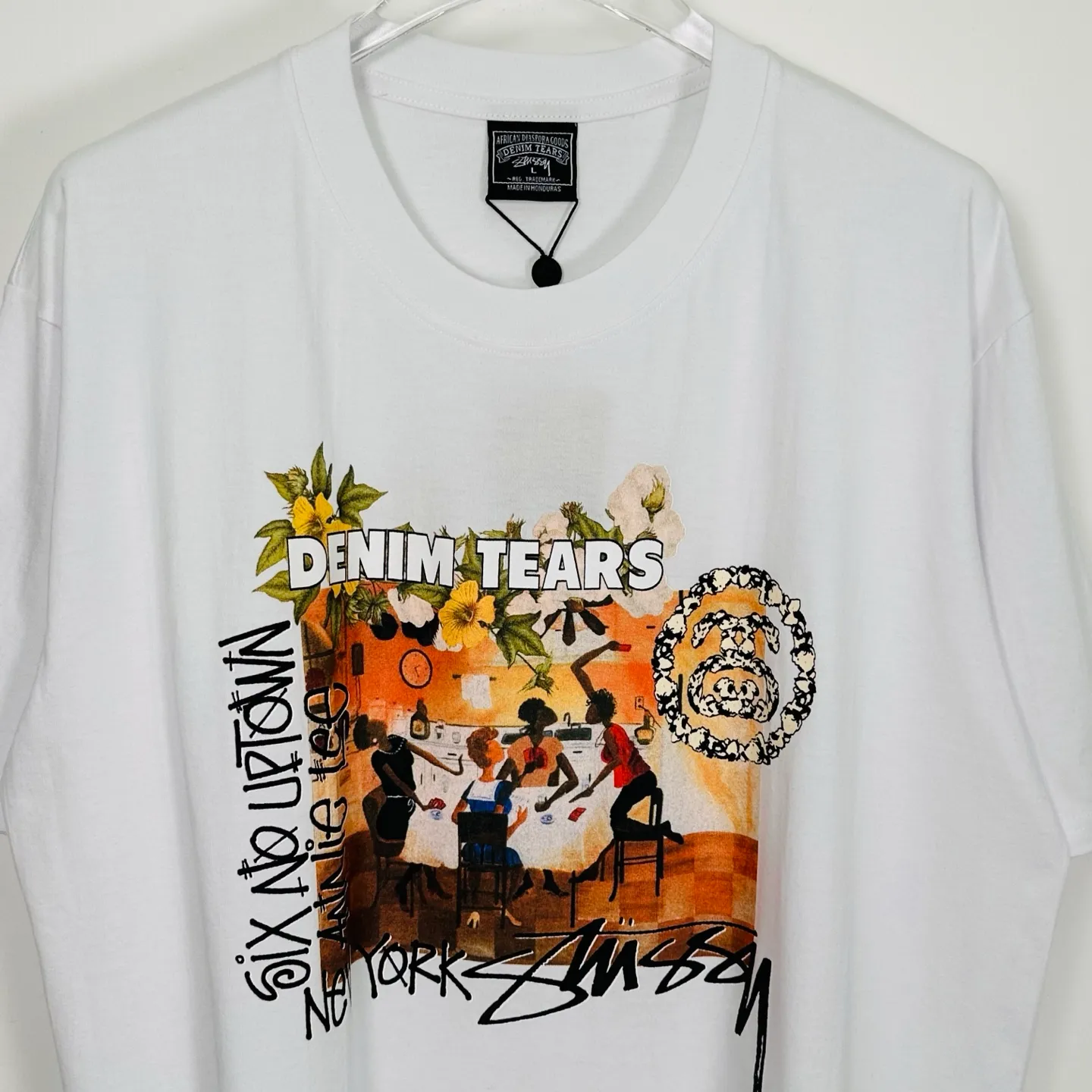 DT short-sleeved STUSSY X DENIM joint model SS25 TEARS ANNIE LEE TEE white S- XL