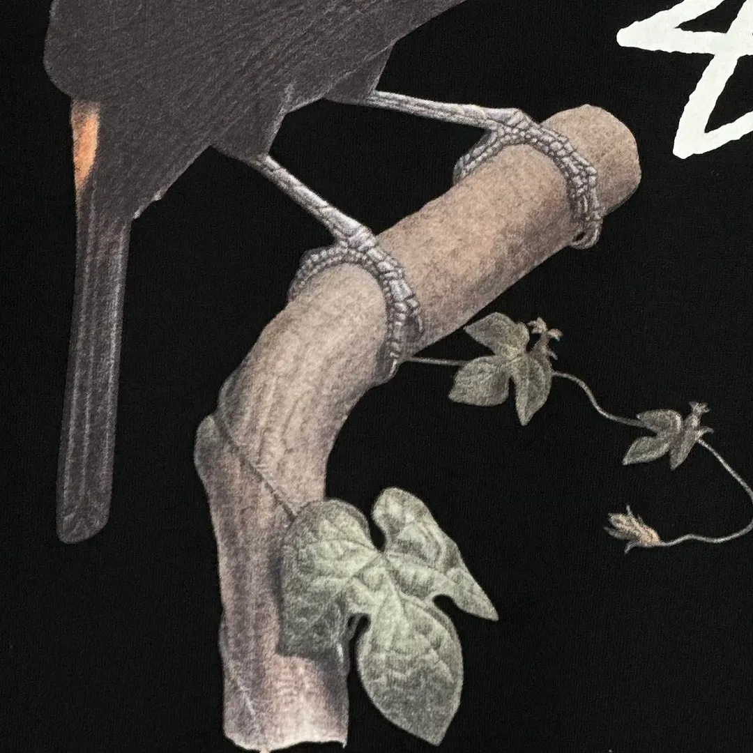 Spot goods! STUSSY SS24 Animal Series TOUCAN TEE Toucan T-shirt Black and White S-XL