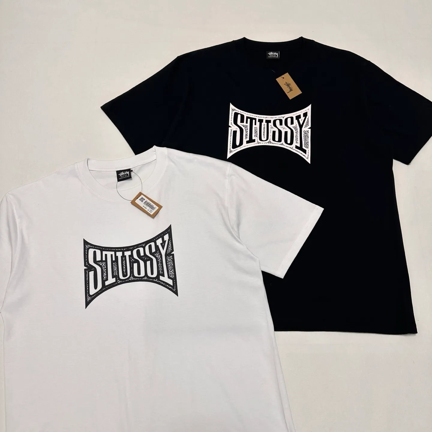 Replacement order and return of goods! Champion flag T-shirt STUSSY FW24 CHAMPION TEE black and white S-XL