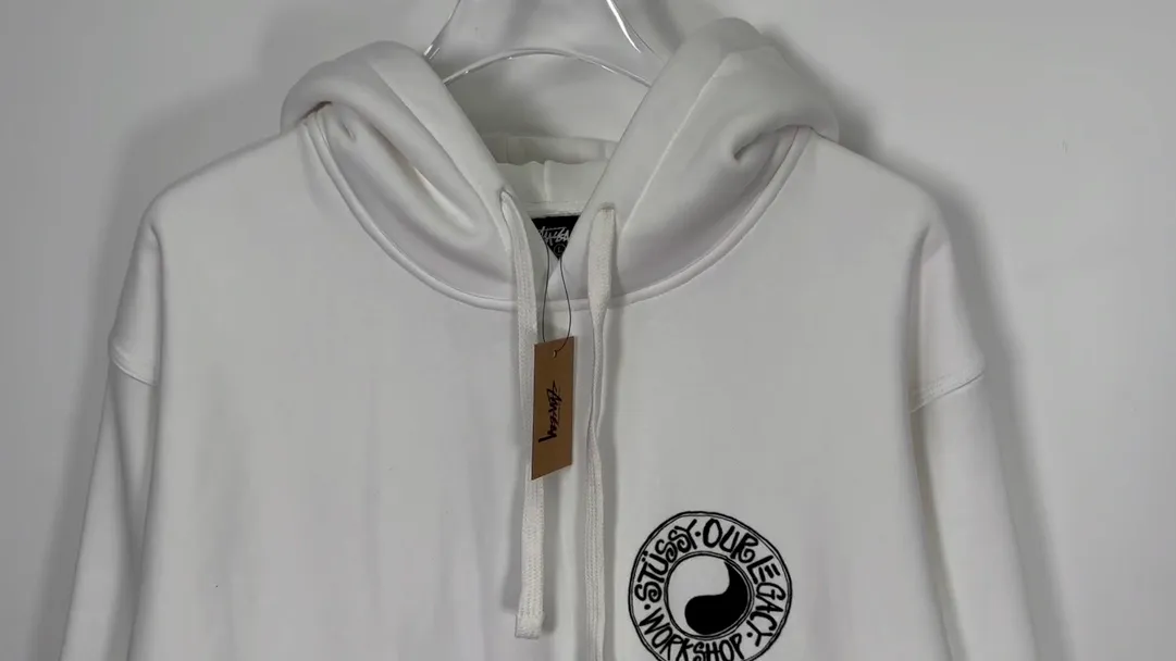 Tai Chi hoodie Stussy x OUR LEGACY joint model FW24 WORK SHOP BUANA HOODIE PIGMENT DYED yin and yang pattern logo sweatshirt black and white S- XL