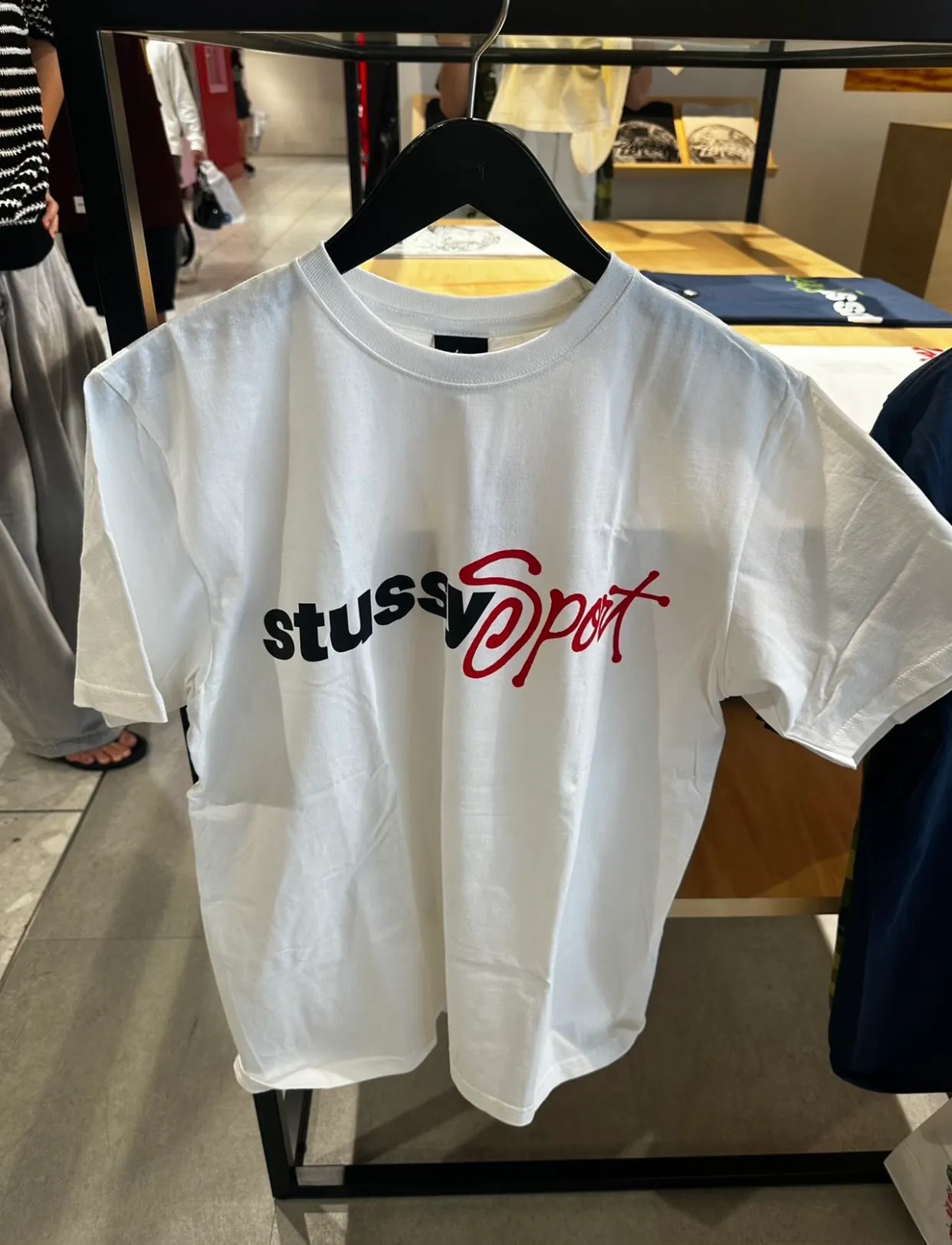 Stussy SS24 SPORT SCRIPT TEE logo letter print sports short-sleeved T-shirt, same style for men and women, black and white S- XL