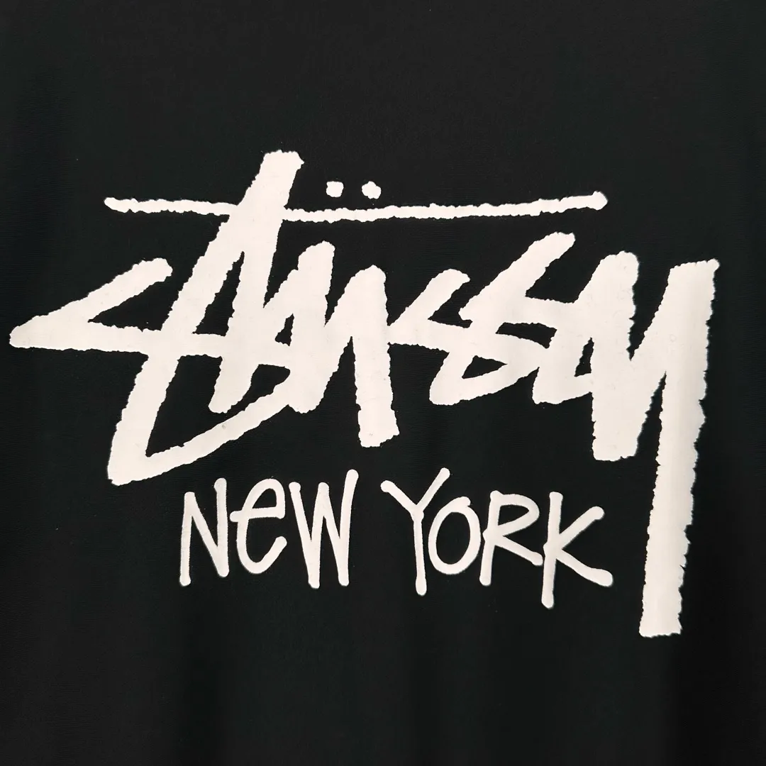 Stussy City Limited Series New York Letter Logo Printed Velvet Zipper Hooded Sweatshirt Black S-XXL