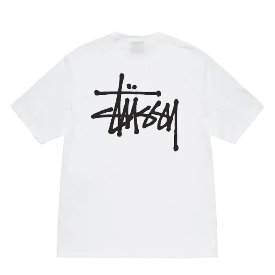 Spot goods! Stussy SS24 Basic StÜssy Tee classic letter Logo printed short-sleeved T-shirt couple style black and white dark blue S-XL