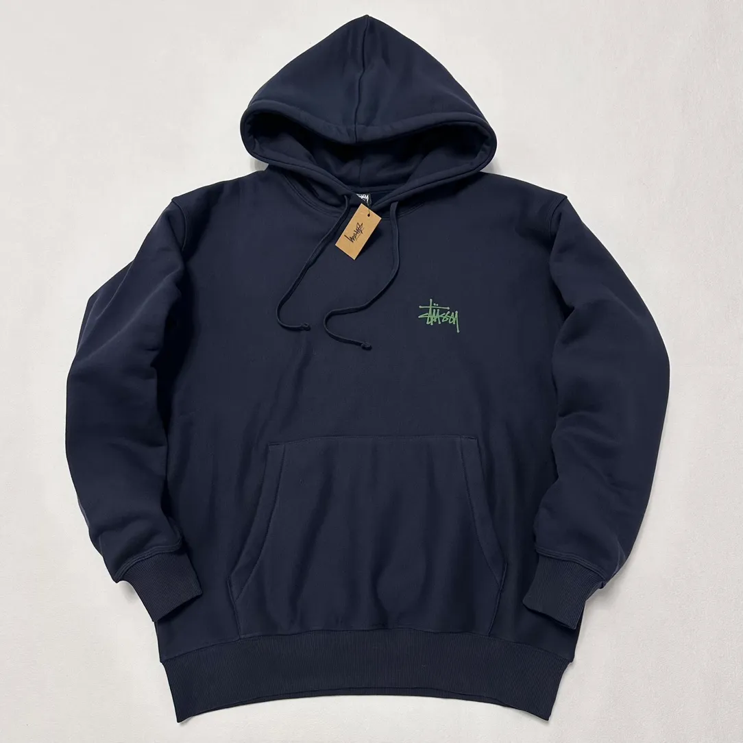 Graffiti word sweatshirt Stussy FW24 BUILT IN USA HOODIE English logo on the back plus velvet hooded sweatshirt/hoodie black gray dark blue S-XL