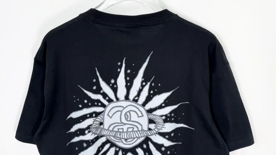 Sun T-shirt STUSSY SS25 LOOK BEYOND TEE PIGMENT DYED Double S sun short-sleeved TEE black and white S- XL