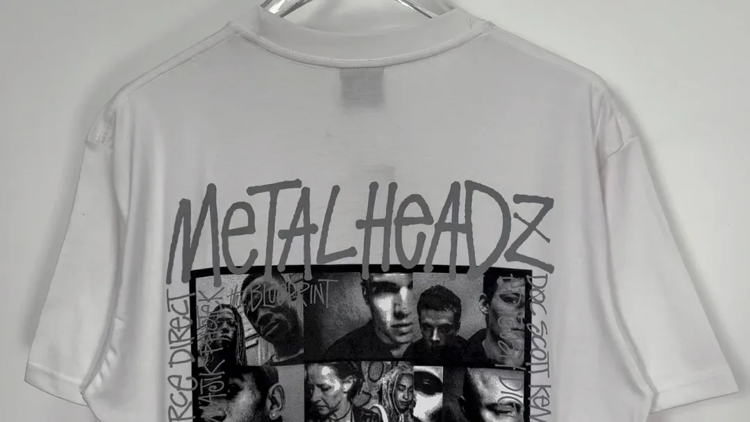 STUSSY x GOLDIE METALHEADZ SS24 joint model TEE 3M reflective black band character T-shirt white S-XL
